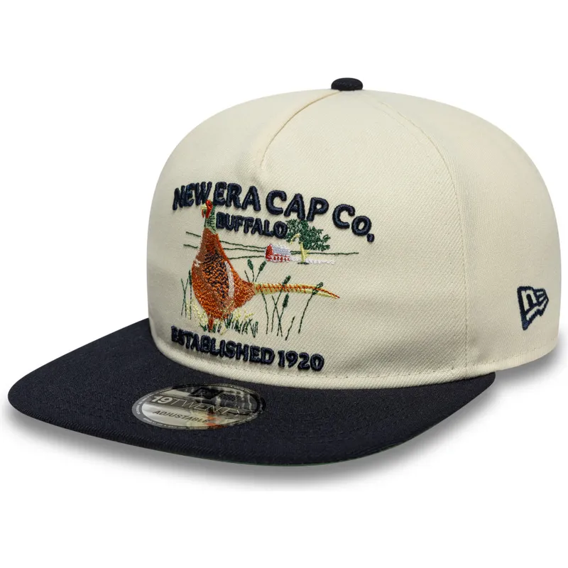 New Era Flat Brim 19TWENTY Outdoor Graphic Beige and Navy Blue