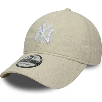 Böjd beige justerbar keps 9TWENTY Linen New York Yankees MLB från New Era