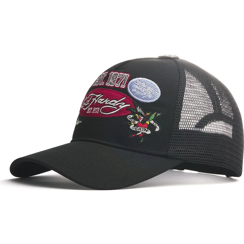 svart-trucker-keps-est-1971-varsity-fran-ed-hardy