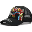 casquette-trucker-noire-dragon-and-roses-graphic-ed-hardy