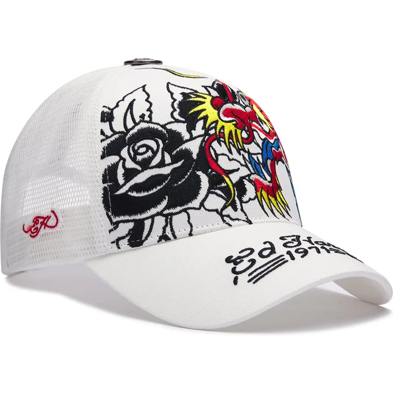 casquette-trucker-blanche-1971-dragon-and-roses-ed-hardy