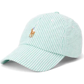 Gorra curva verde ajustable Stretch Seersucker de Polo Ralph Lauren