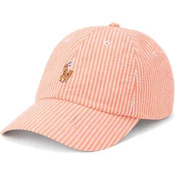 Gorra curva naranja ajustable Stretch Seersucker de Polo Ralph Lauren