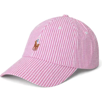 Polo Ralph Lauren Curved Brim Stretch Seersucker Pink Adjustable Cap