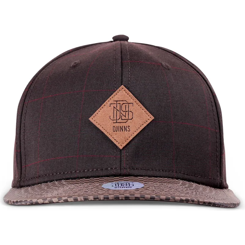 djinns-flat-brim-glencheck-brown-adjustable-cap
