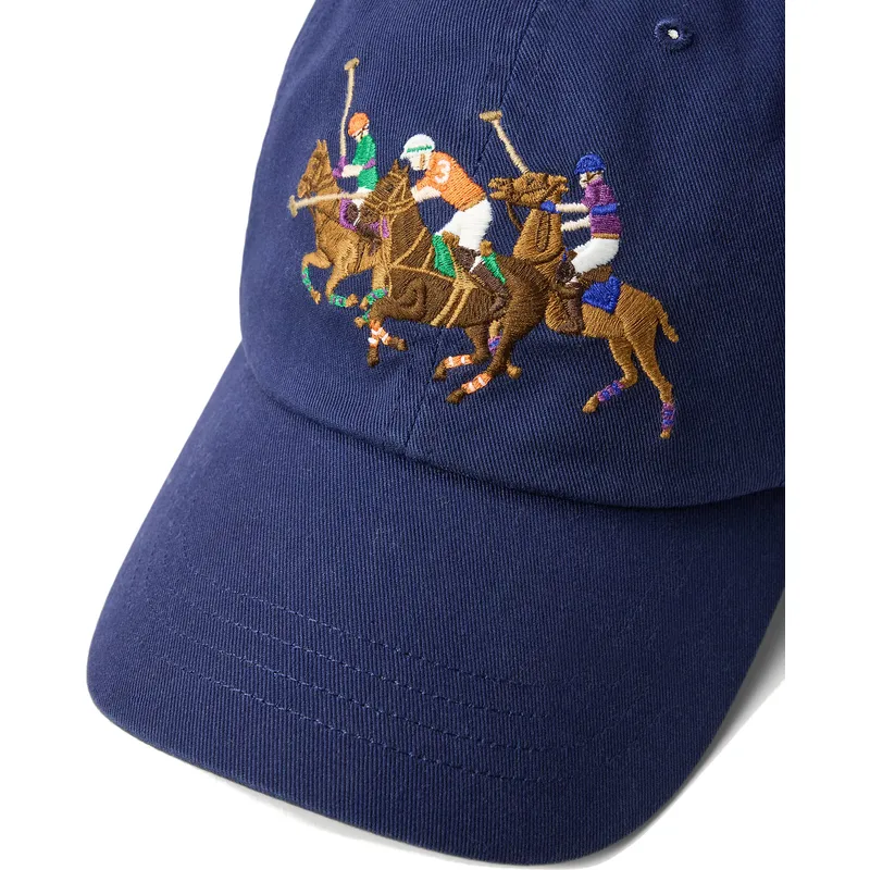 casquette-courbee-bleue-marine-ajustable-twill-triple-pony-polo-ralph-lauren