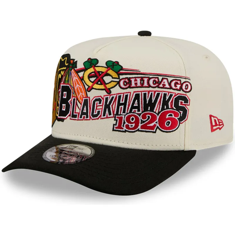 bezowo-czarna-zakrzywiona-czapka-snapback-9fifty-a-frame-classic-chicago-blackhawks-nhl-new-era