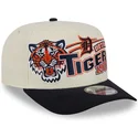 beige-und-marineblaue-gebogene-snapback-kappe-9fifty-a-frame-classic-der-detroit-tigers-mlb-von-new-era