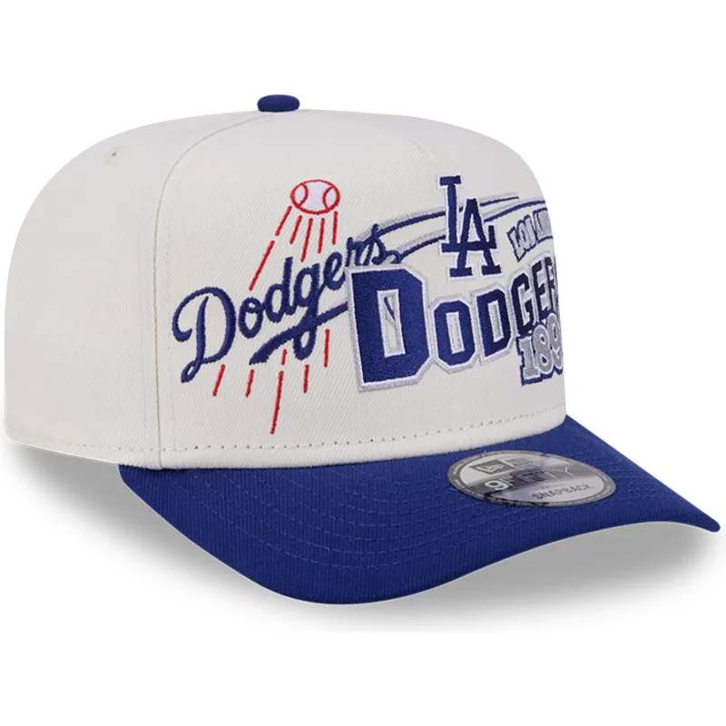 casquette-courbee-beige-et-bleue-snapback-9fifty-a-frame-classic-los-angeles-dodgers-mlb-new-era