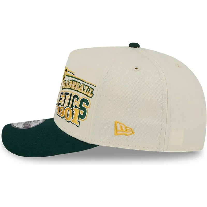 casquette-courbee-beige-et-verte-snapback-9fifty-a-frame-classic-oakland-athletics-mlb-new-era