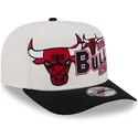 beige-und-schwarze-gebogene-snapback-kappe-9fifty-a-frame-classic-der-chicago-bulls-nba-von-new-era