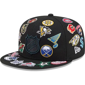 Svart platt keps justerad 59FIFTY All Over från NHL av New Era