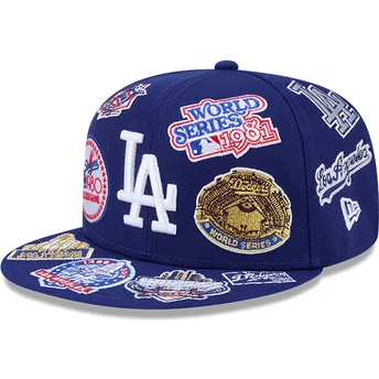 Μπλε επίπεδο καπέλο προσαρμοσμένο 59FIFTY All Over Logos των Los Angeles Dodgers MLB της New Era