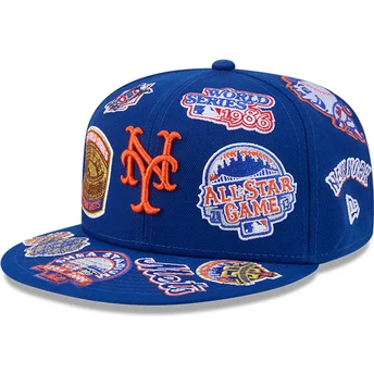 Casquette plate bleue ajustée 59FIFTY All Over New York Mets MLB New Era
