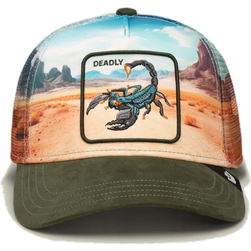 czapka-trucker-multicolor-skorpion-deadly-scorpion-in-the-element-the-farm-od-goorin-bros