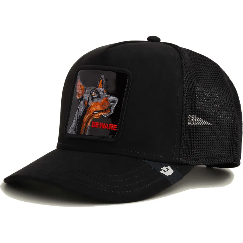 trucker-cap-schwarz-dobermann-hund-black-out-doberman-metallic-the-farm-von-goorin-bros