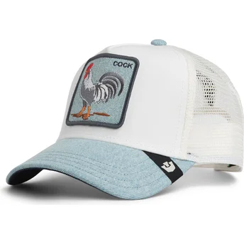 Goorin Bros. Rooster Cock Denim Rooster The Farm White and Blue Trucker Hat