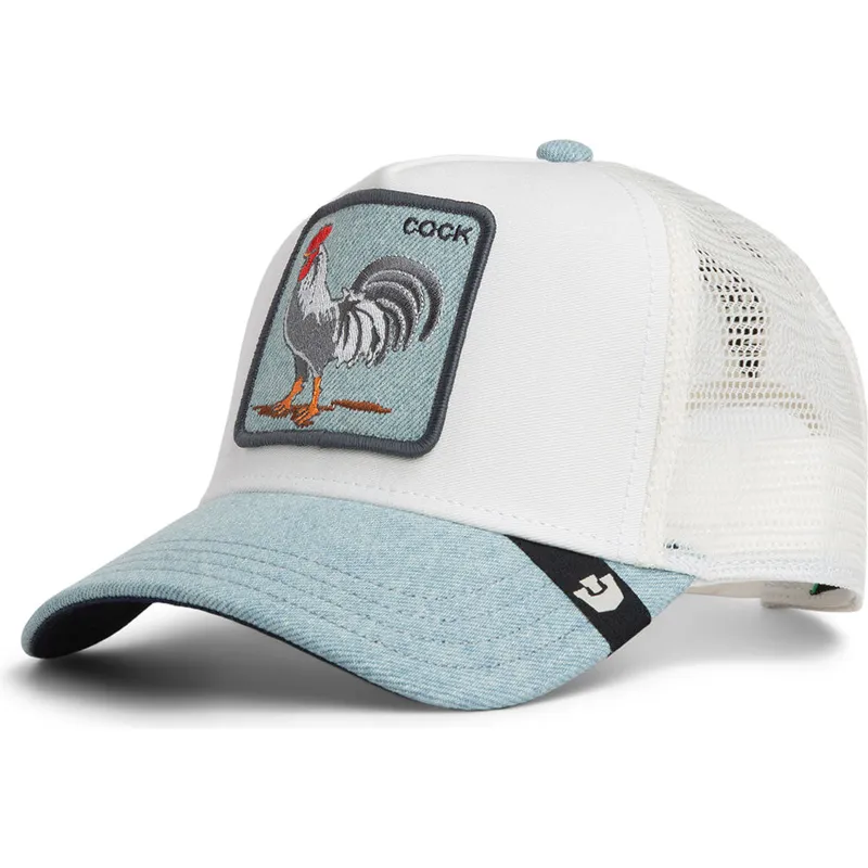 trucker-cap-weiss-und-blau-hahn-cock-denim-rooster-the-farm-von-goorin-bros