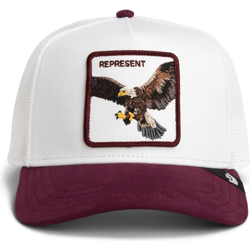 czapka-trucker-biala-i-bordowa-orzel-represent-microsuede-eagle-the-farm-od-goorin-bros