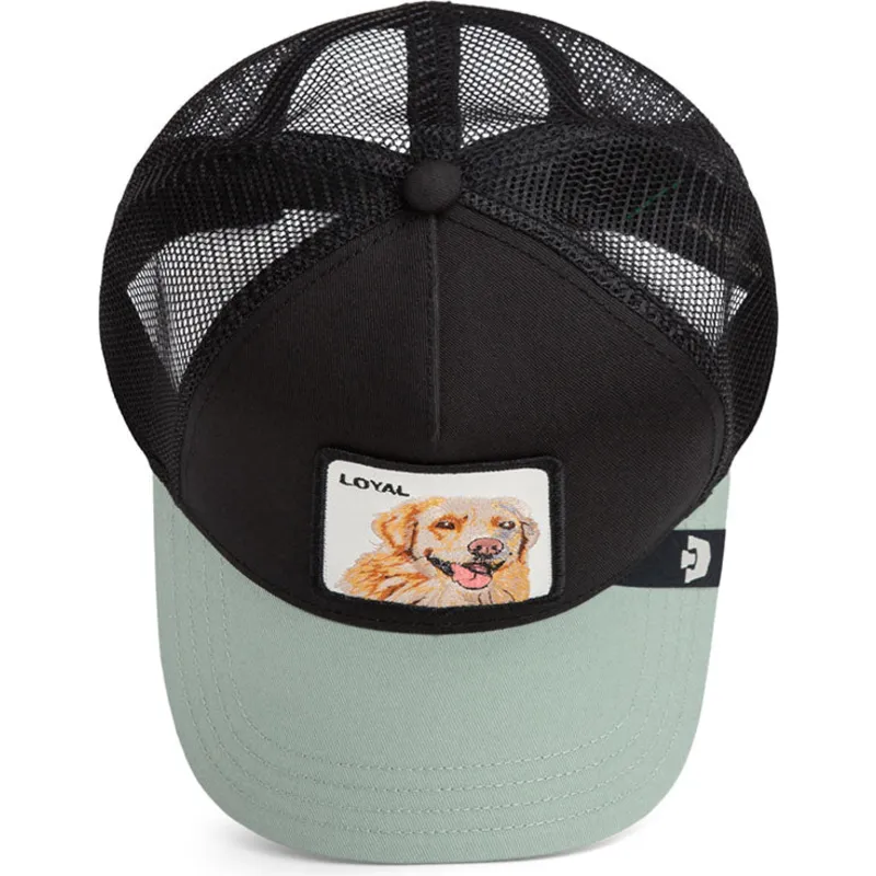 trucker-cap-schwarz-und-grun-hund-labrador-retriever-the-loyal-dog-the-farm-von-goorin-bros