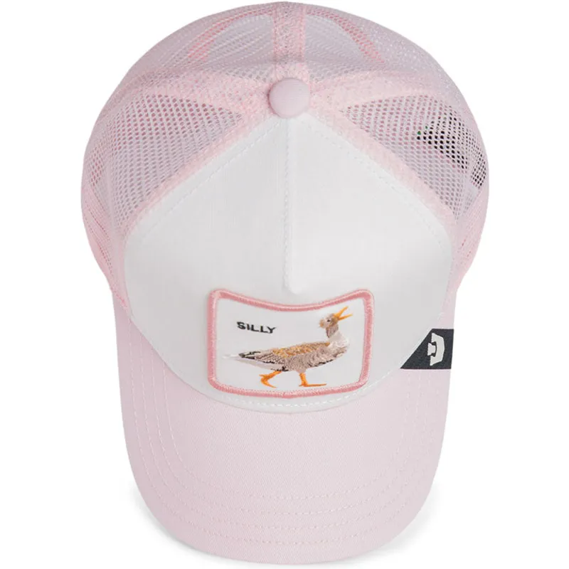 casquette-trucker-blanche-et-rose-pour-enfant-oie-whisper-silly-the-farm-goorin-bros