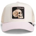 casquette-trucker-beige-et-rose-crane-the-cancelled-skull-whisper-the-farm-goorin-bros