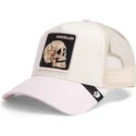 gorra-trucker-beige-y-rosa-calavera-the-cancelled-skull-whisper-the-farm-de-goorin-bros