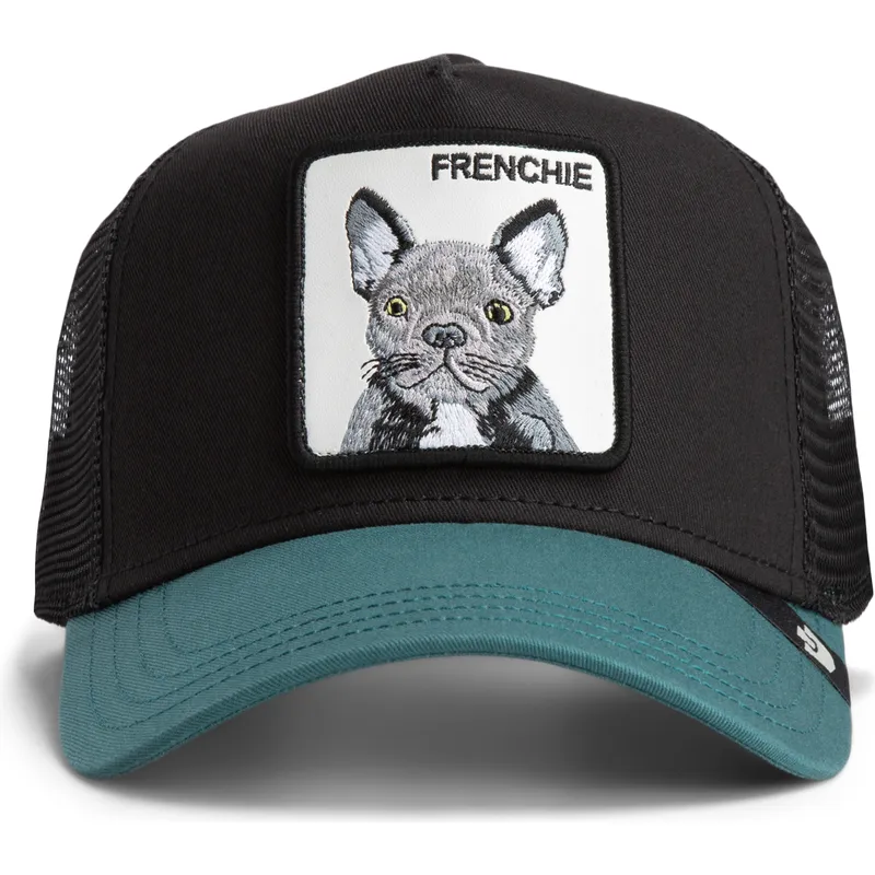 trucker-cap-schwarz-und-grun-hund-franzosische-bulldogge-frenchie-the-farm-von-goorin-bros