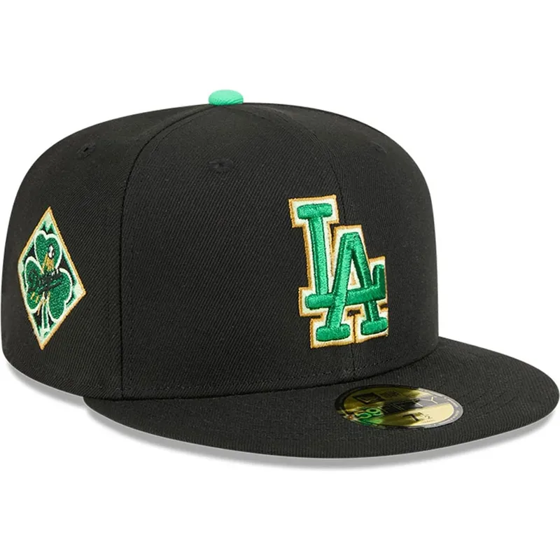 casquette-plate-noire-ajustee-59fifty-saint-patrick-s-day-los-angeles-dodgers-mlb-new-era