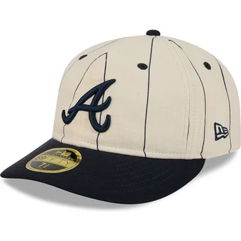 Casquette courbée beige ajustée 59FIFTY Retro Crown Linen Atlanta Braves MLB New Era