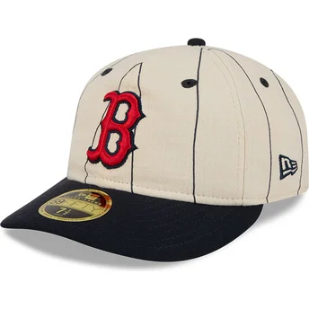 Gorra curva beige ajustada 59FIFTY Retro Crown Linen de Boston Red Sox MLB de New Era