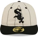 beige-angepasste-flache-kappe-59fifty-retro-crown-linen-der-chicago-white-sox-mlb-von-new-era