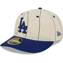 casquette-courbee-beige-ajustee-59fifty-retro-crown-linen-los-angeles-dodgers-mlb-new-era