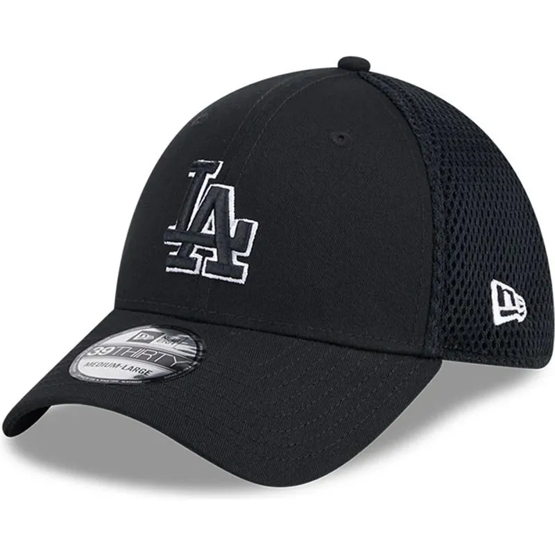 svart-justerad-truckerkeps-med-svart-logotyp-39thirty-evergreen-neo-fran-los-angeles-dodgers-mlb-av-new-era