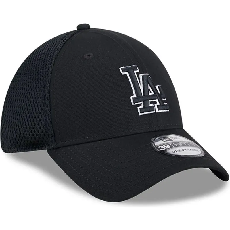 new-era-black-logo-39thirty-evergreen-neo-los-angeles-dodgers-mlb-black-fitted-trucker-hat