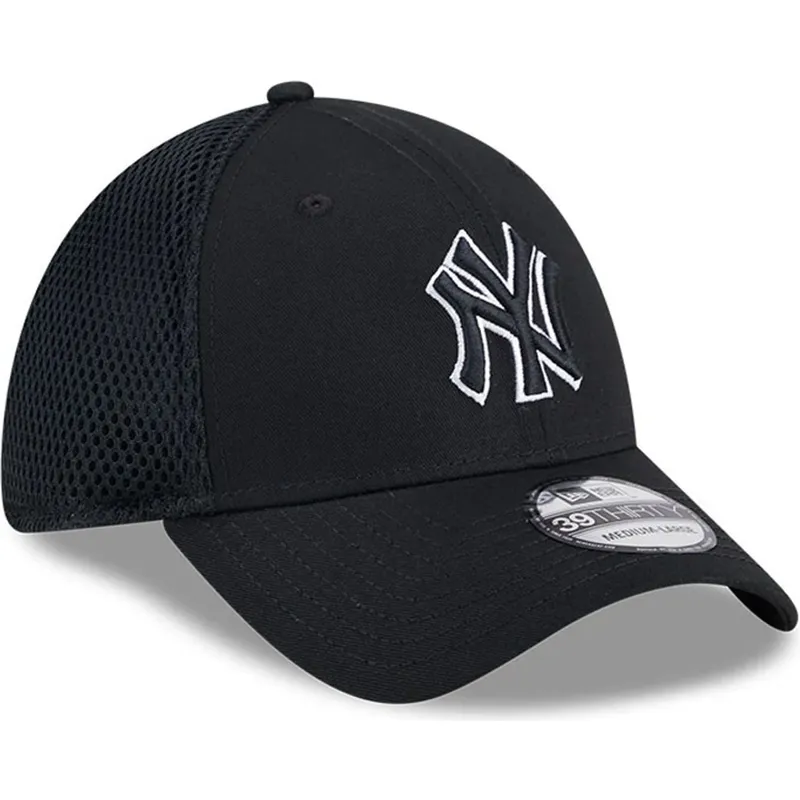 casquette-trucker-noire-ajustee-avec-logo-noir-39thirty-evergreen-neo-new-york-yankees-mlb-new-era