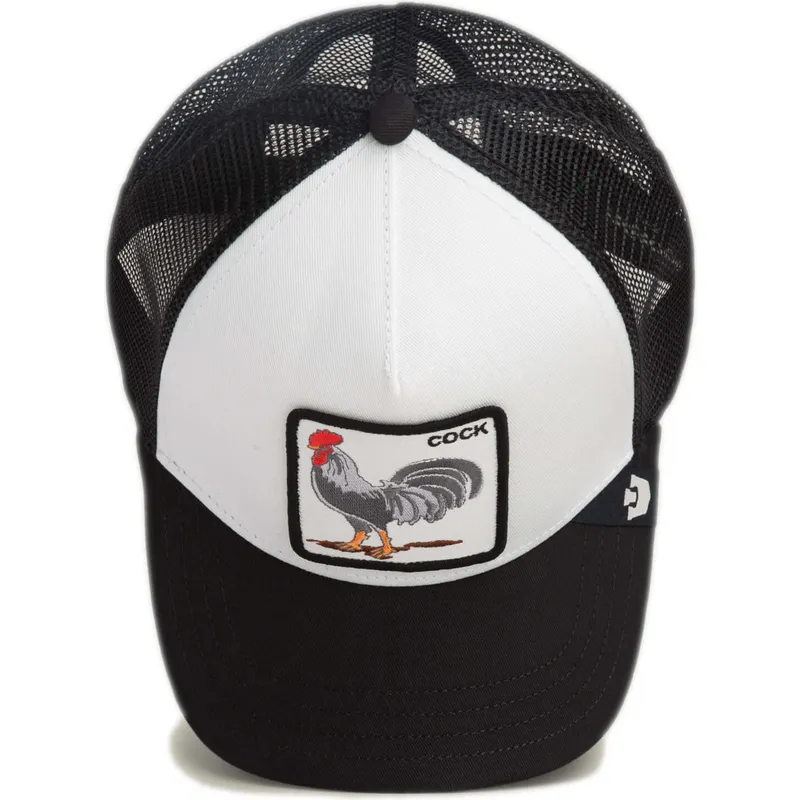 casquette-trucker-blanche-et-noire-coq-cock-rooster-the-farm-goorin-bros