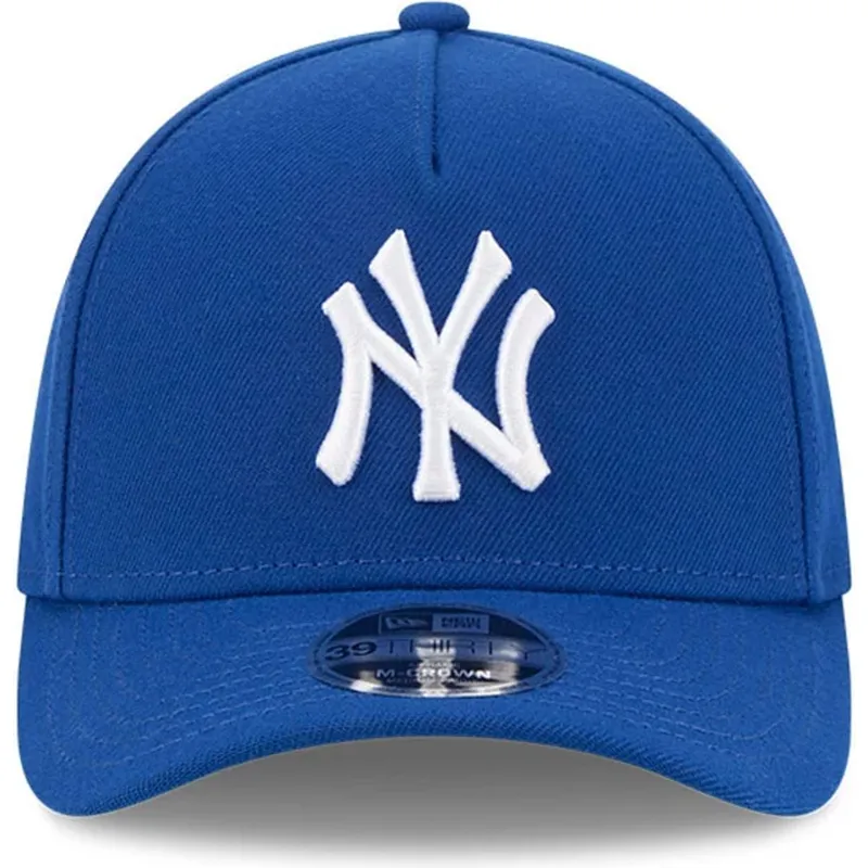 blaue-gebogene-verstellbare-kappe-39thirty-m-crown-a-frame-der-new-york-yankees-mlb-von-new-era