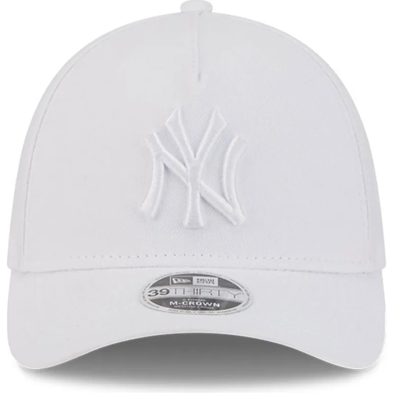 weisse-gebogene-angepasste-kappe-mit-weissem-logo-39thirty-m-crown-a-frame-von-new-york-yankees-mlb-von-new-era