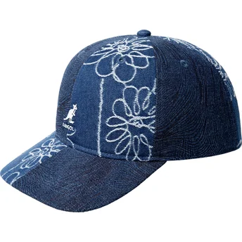 Marineblaue verstellbare Curved Cap Denim Mashup Medium Blue Floral von Kangol