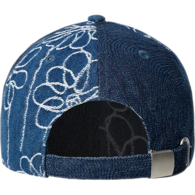 casquette-courbee-bleue-marine-ajustable-denim-mashup-medium-blue-floral-kangol