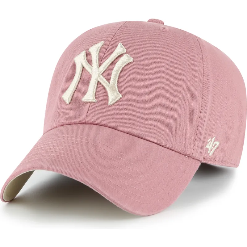 47-brand-curved-brim-clean-up-ballpark-new-york-yankees-mlb-pink-adjustable-cap