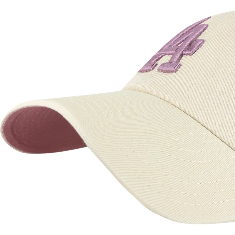 47-brand-curved-brim-purple-logo-clean-up-ballpark-los-angeles-dodgers-mlb-beige-adjustable-cap