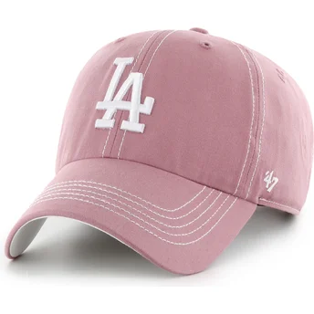 Ροζ καμπυλωτό ρυθμιζόμενο καπέλο Clean Up Contrast Stitch των Los Angeles Dodgers MLB από την 47 Brand