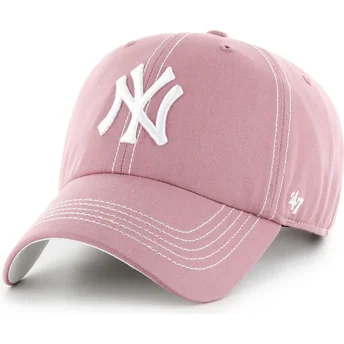 Casquette courbée rose ajustable Clean Up Contrast Stitch New York Yankees MLB 47 Brand
