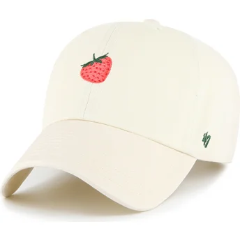 Beige verstellbare Curved Cap Strawberry Cookie Clean Up Food Base Runner Icon von 47 Brand