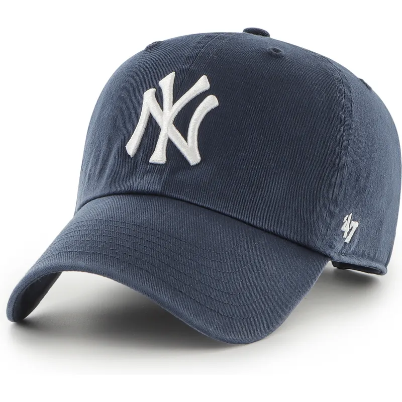 casquette-courbee-bleue-marine-ajustable-clean-up-new-york-yankees-mlb-47-brand