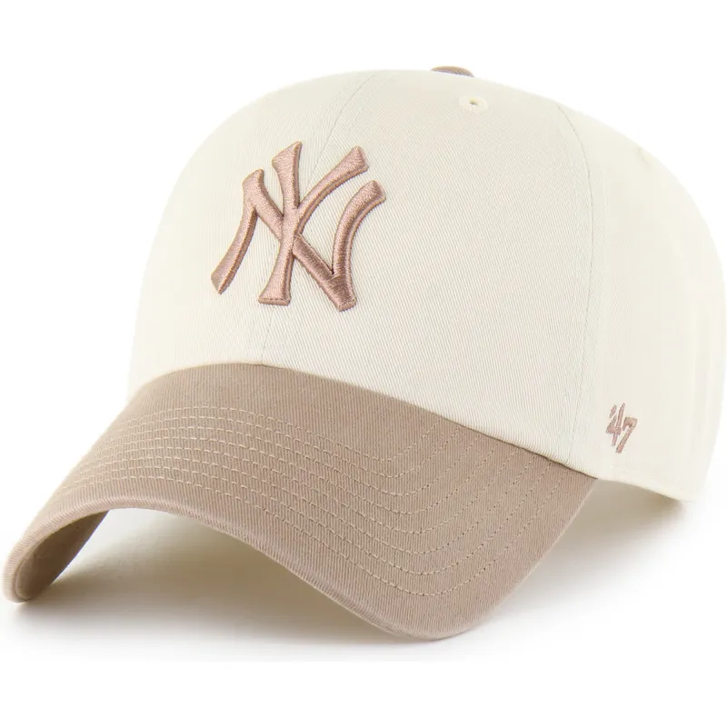 bezowo-brazowa-regulowana-czapka-z-daszkiem-clean-up-two-tone-no-loop-label-new-york-yankees-mlb-od-47-brand