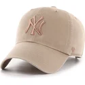 47-brand-curved-brim-brown-logo-clean-up-no-loop-label-new-york-yankees-mlb-brown-adjustable-cap