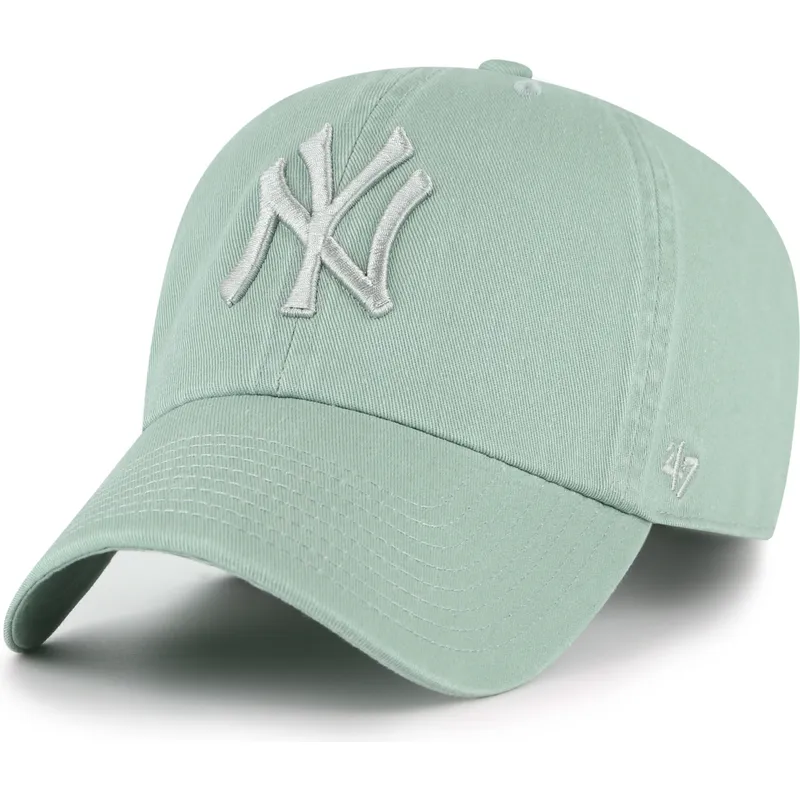 grune-verstellbare-curved-cap-mit-grunem-logo-clean-up-no-loop-label-der-new-york-yankees-mlb-von-47-brand